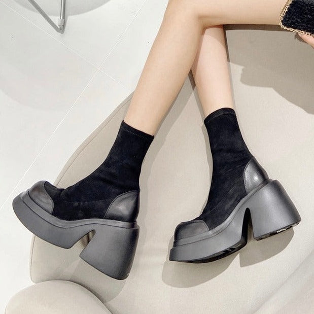 Womens Gothic Platform Ankle Shorts Boots
